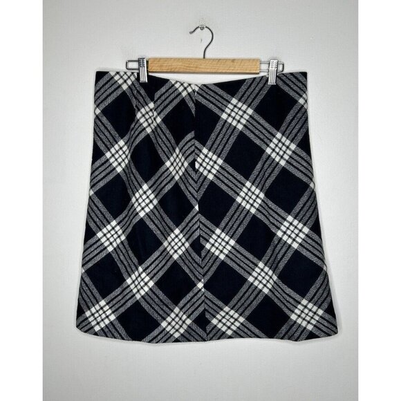 Talbots Women Black Buffalo Plaid Checkered Pencil Skirt Wool Blend Size 12 - Picture 1 of 10